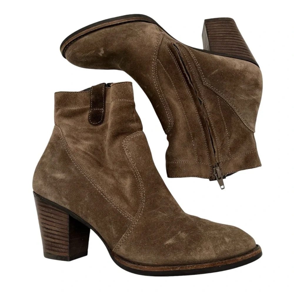 Paul Greene Jax Suede Block Heel Ankle Booties